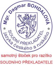 Razítko soudního překladatele samotný štoček