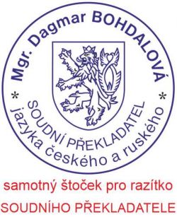 Razítko soudního překladatele samotný štoček
